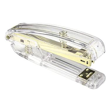 Imagem de Grampeador, Estilo Minimalista, Economia de Trabalho, Fácil Grampeamento, Aperto Confortável, Grampeador Portátil de Metal Acrílico para Escola de Escritório (Dourado)