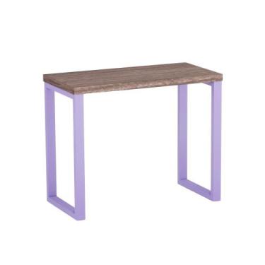 Imagem de Mesa Auxiliar Tubolar PE 40 Pandin 90 x 45 Cm Walnut e Lilas