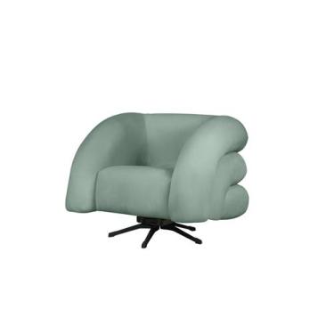 Imagem de Poltrona Base Giratória e Balanço Micheli Veludo Acqua - Mansão Decor