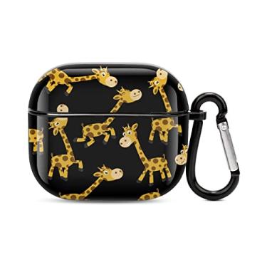 Imagem de YouTary Capa compatível com Airpods 3 2021 com chaveiro fofo desenho animado girafa animal padrão, capa para fone de ouvido Apple AirPod, unissex, à prova de choque, com carregamento sem fio