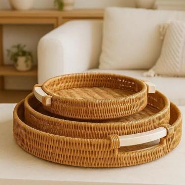 Imagem de Kit 3 Bandejas Rústicas Mesa Posta Cantinho do Café Boho - TOP RIO