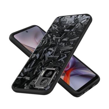 Imagem de Compatível com Motorola Edge 30 Neo capa de telefone TPU silicone macio + fibra de carbono texturizada 3D anti-impressão digital