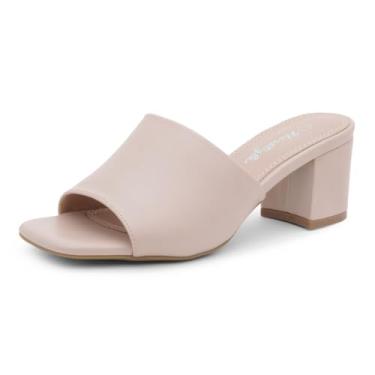 Imagem de Herstyle Sandálias femininas de salto baixo sem cadarço 2025, sandálias de salto grosso e saltos pequenos elegantes, bico quadrado | Deslizadores casuais confortáveis para o dia a dia, festa e