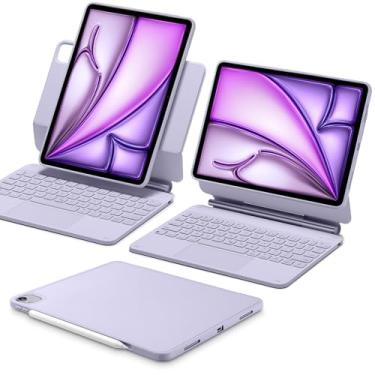 Imagem de ESR Capa Para Ipad Air 11" Com Teclado (M3/M2) E Pro 11/Air 5ª/4ª Geração, Suporte Magnético De Fácil Instalação, Modos Retrato/Elevado, Protetora Removível, Roxa 【Não Compatível 11 M4】