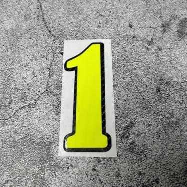 Imagem de Horayten Adesivos de número de corrida locomotiva fita de capacete de motor estilo de carro adesivos cortados em fibra de carbono amarelo fluorescente (1, altura 10 cm)