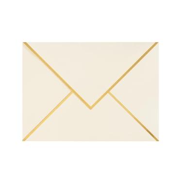 Imagem de Envelopes A7 - Envelopes de luxo com borda em V para cartões de 12,7 x 17,8 cm - para casamento, convites, chá de bebê, fotos, formatura, aniversário, chá de panela - 13,3 cm x 18,4 cm (marfim, pacote
