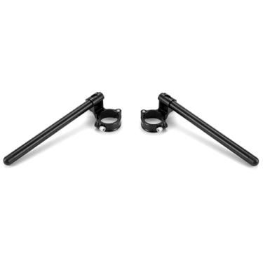 Imagem de Φ 48 mm clip ons guidom 2.5 cm riser adequado para tubo de garfo de motocicleta Φ 48 mm, café racer construir bicicletas esportivas clipe modificado barras Φ 7/20.3 cm CNC alumínio usinado