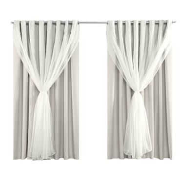 Imagem de Cortina Blackout Tecido Com Voil 2,80M x 1,60M Para Varão Simples 90% Blecaute Corta Luz