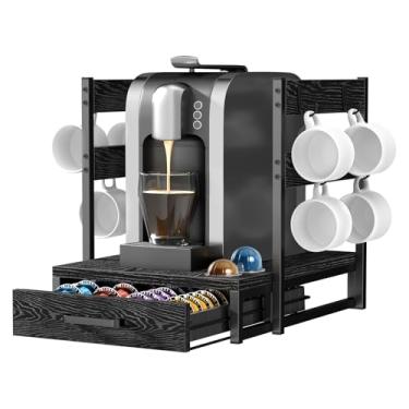 Imagem de Evermagin Suporte de cápsulas de café compatível com Nespresso, suporte de cápsulas Vertuo para 56 pequenos ou 28 grandes, gaveta organizadora de cápsulas Nespresso, estação de cafeteira com suporte