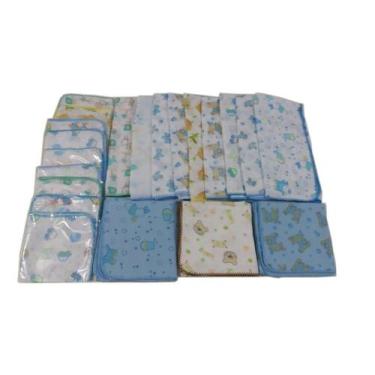 Imagem de Kit 9 Pano de boca 9 Fraldas de pano 3 Cueiros para menino - Dugu
