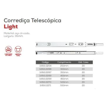 Imagem de Corrediça trilho telescopico para gaveta 25cm par