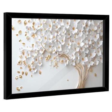 Imagem de Quadro Decorativo Árvore Elegante Folhas Brancas