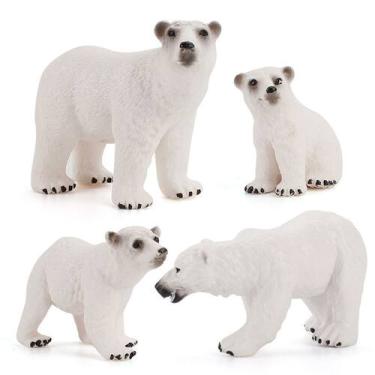 Imagem de Conjunto de bonecos Polar Bear Family, 4 peças de animais árticos real