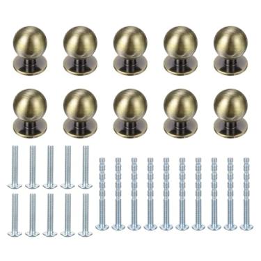Imagem de PATIKIL Puxadores de armário, 10 peças 15/16" (24 mm) maçanetas de gaveta de cômoda redondas de alumínio para puxadores de armário de cozinha modernos, ferragens de metal, bronze champanhe