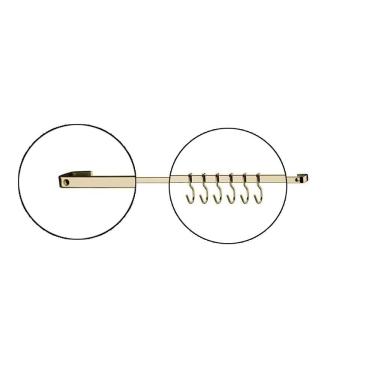 Imagem de Barra De Utensilios Cozinha 45cm 6 Ganchos Dourada Future 2411dd