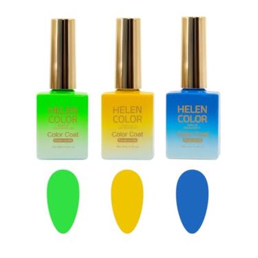 Imagem de Helen Color Kit Esmaltes Copa do Mundo Brasil, 3 Cores Vibrantes Amarelo Verde Azul, Coleção Especial Torcida Brasileira - 45ml