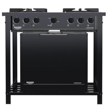 Imagem de Fogão Industrial 4 Bocas Preto Com Forno E Tripla Chama Dako Couraçado