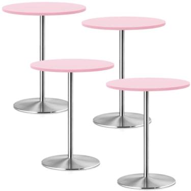 Imagem de Pacote com 4 toalhas de mesa redondas pequenas de 76 cm para coquetel. Touca de mesa elástica impermeável, elástica, lavável, dobrável, toalha de mesa de piquenique, toalha de mesa de elastano para