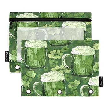 Imagem de Wassud Copos de cerveja e trevos (3) pacote com 2 pastas para fichário, 3 furos, pastas de bolso, organizador de fichários para casa, escritório