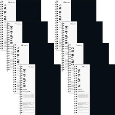 Imagem de Rinrda Caderno de papel milimetrado espiral 21,6 cm x 28 cm, pacote com 8 cadernos de papel quadriculado, caderno de engenharia, 120 páginas, 100 g/m², papel gráfico, capa dura, diário para escola