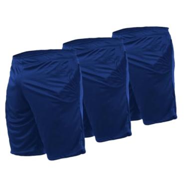 Imagem de 3 Calções Masculino Bermuda Esportiva com Bolso (G, Azul)