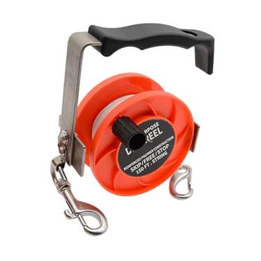 Imagem de menolana Carretel de linha de mergulho portátil e com trava de polegar, versátil e ideal para mergulho autônomo, recolhimento de linha em esportes, Laranja 150 Pés
