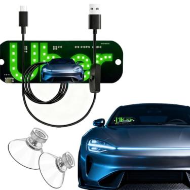 Imagem de (Verde) Sinal de luz LED para carro, sinal de táxi, pára-brisa, decalque de LED para carro com ventosas, plugue USB para carros, caminhões, SUVs, acessórios de motorista para carro, adesivos de