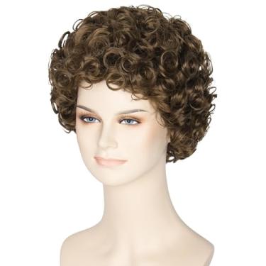 Imagem de Peruca feminina curta encaracolada verde acastanhada sintética adulto cosplay fantasia festa peruca