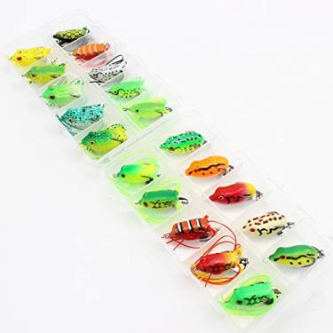Imagem de ZYHYD 20 peças/caixa sapo macio pequeno conjunto de iscas de silicone mini de silicone, caixa de equipamento de pesca de 2 camadas isca de sapo topwater, isca de truta, isca artificial agitando isca