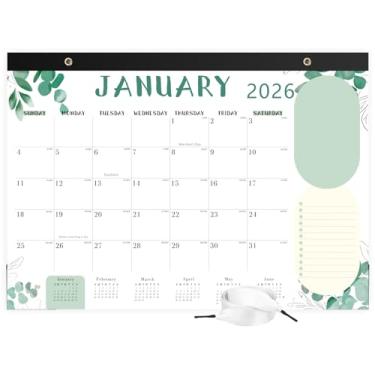 Imagem de Calendário de mesa 2026, calendário de 18 meses de janeiro de 2026 a junho de 2027, grande, agenda mensal de 43 x 30 cm para mesa ou escritório em casa, escola ou escritório, verde