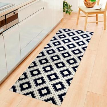 Imagem de Tapete Passadeira Antiderrapante Estampado Clássico em Jacquard – 1,35m x 0,45m – Preto e Branco com Estilo e Sofisticação para sua Cozinha ou Lavanderia