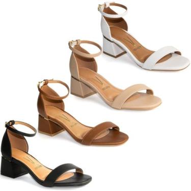 Imagem de Sandália Vizzano Salto Bloco Grosso Fivela Original 6428, Off white, 3