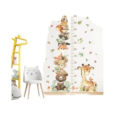 Imagem de Adesivos De Parede Para Quarto Infantil Com Régua De Altura De Animais