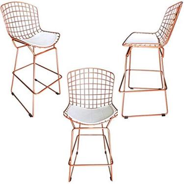 Imagem de Kit 3 Banquetas BERTOIA cobre assento branco - Poltronas do Sul