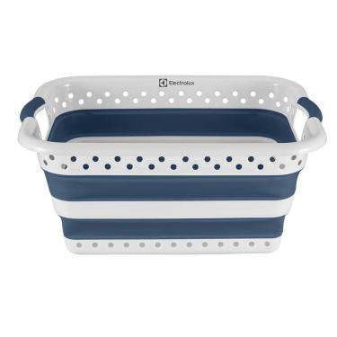 Imagem de Cesto para Roupas Dobrável Electrolux 40 Litros Branco e Azul