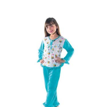 Imagem de Pijama Longo Infantil  Menina Com Babado Estampada - Bella Charm