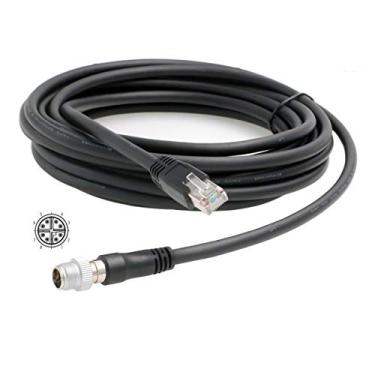 Imagem de HangTon Cabo M12 Ethernet 8P XCoded macho para RJ45 Cat5e para sensor de câmera industrial Cognex (10 metros)