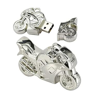 Imagem de 128 GB Metal Forma de Motocicleta USB 2.0 Flash Drive Pen Drive Pen Drive USB Stick USB Drive Flash Disk Pen Drive USB Stick U Disk PenDrive (Prata)