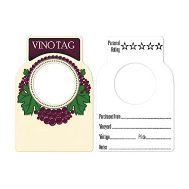 Imagem de Vino Tag Etiquetas de garrafa de vinho de dois lados – Etiquetas de vinho de papel grandes para sua adega de armazenamento de vinho que ficam penduradas no pescoço de vidro em sua arca, caixa de barril ou cubo ótimo presente para qualquer entusiasta (100 peças)