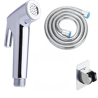 Imagem de Kit de pulverizador de bidé portátil para vaso sanitário, kits de jato de banheiro à prova de vazamento de pressão total com mangueira, para lavagem feminina, lavador de fraldas de pano de bebê, vaso sanitário