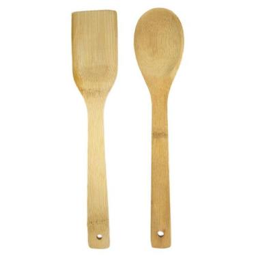Imagem de Conjunto De Utensílios Em Bambu Espátula E Colher 2 Unidades - Idea