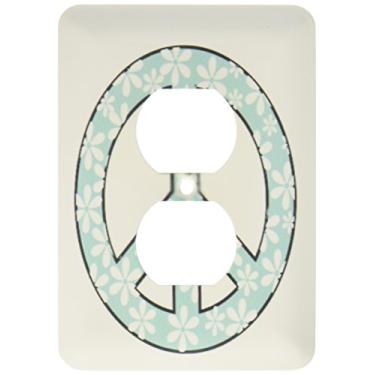 Imagem de 3dRose Lsp_101219_6 Placa de tomada turquesa e branca margarida com 2 tomadas, multicolorido