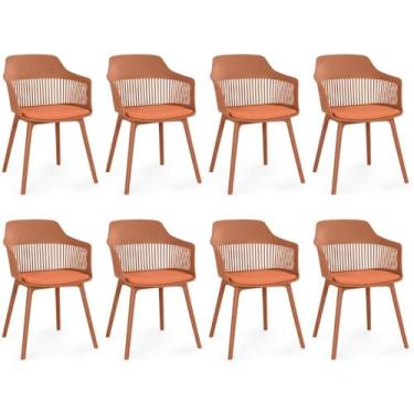 Imagem de Kit 8 Cadeiras de Jantar Estofada Marcela (Marrom)