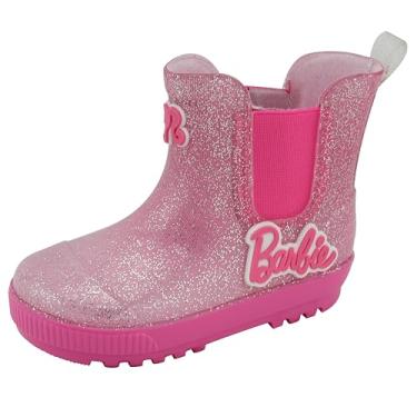 Imagem de Barbie Botas de chuva infantis Chelsea, botas infantis de borracha à prova d'água, Glitter rosa ombré, 18
