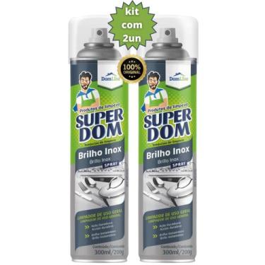 Imagem de KIT 2 LIMPADOR BRILHA INOX AEROSOL DOMLINE 300ml LIMPADOR DE USO GERAL