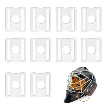 Imagem de GY Clipes deslizantes de máscara de goleiro de hóquei, pacote com 10 – 3 x 2,6 cm (1,18 x 1,02 polegadas) – Fivelas de substituição de capacete de plástico durável (PC) para capacetes de goleiro de
