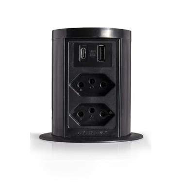 Imagem de Torre De Tomada Slim Automático 2 Tomadas 20a Usb A+c Preto