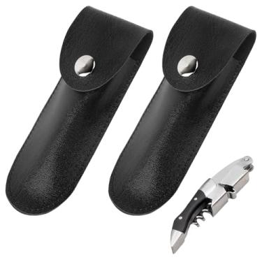 Imagem de Estojo de couro abridor de garrafas com 2 peças, bolsa de couro para abridor de vinho profissional PU para barman essencial para vinho