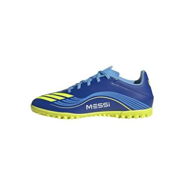 Imagem de adidas Tênis unissex adulto F50 Messi Club Turf, Team Royal Blue/Solar Yellow/Semi Blue Burst, 8.5 Women/7.5 Men