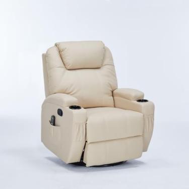 Imagem de Poltrona do Papai Cinema Manual Vector Balanço Massagem Aquecimento Porta Copos PU Bege G94 - Gran Belo